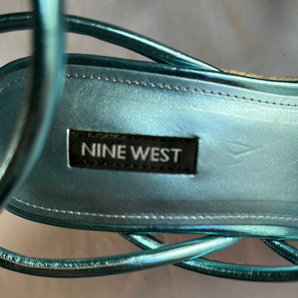 Nine West Shiny Blue Strappy Wedges - Picture 11 of 14